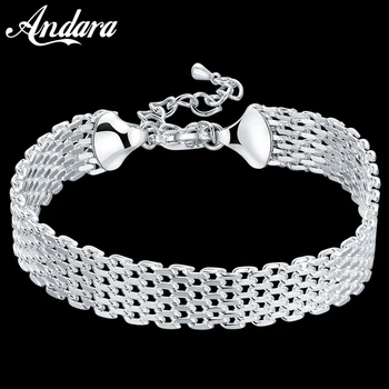 

Fashion Jewelry 925 Sterling Silver Bracelet Mesh Bracelet Woman Jewelry Gift