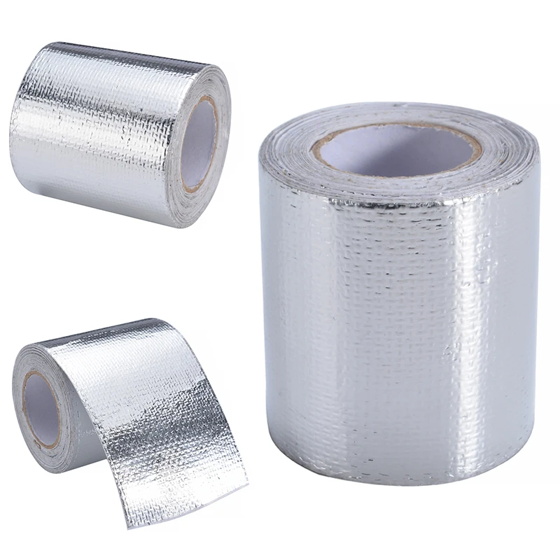 New 1 Roll 5M*5cm Fiberglass Heat Shield Self-adhesive Reflective Foil Tape Thermal Insulation Band Exhaust For Car Motorcycle | Автомобили