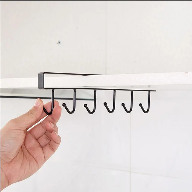 

Kitchen Storage Rack Wrought Iron No Trace Hook Cabinet Storage Rack Multi-function Hanging Hooks Wardrobe 6 Hook Finishing