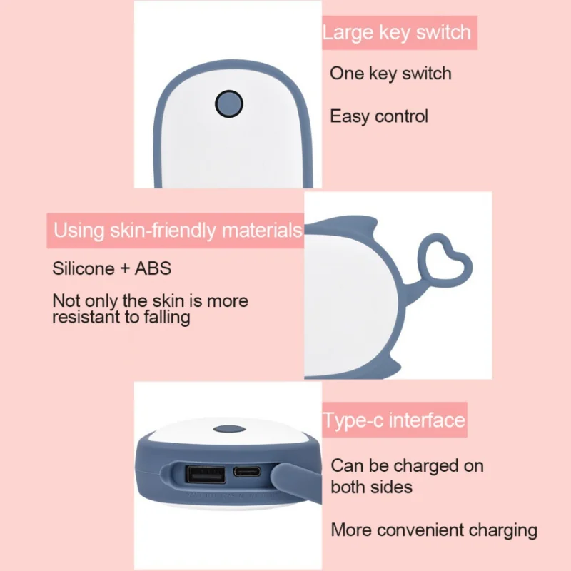 Ручная грелка практичная Высококачественная зарядка через usb многофункциональная Двусторонняя нагревательная зимняя теплая перезаряжаемая грелка для рук