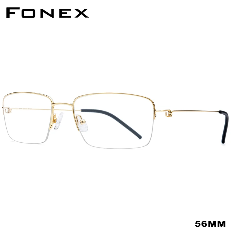 FONEX из титанового сплава, очки без оправы по рецепту,, оптические очки для близорукости, оправа для очков, мужские корейские очки без винтов 98623 - Цвет оправы: Small Gold