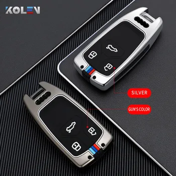 Portachiavi a distanza per auto in lega di zinco con copertura a distanza per Audi A4 B9 A5 A6L A6 S4 S5 S7 8W Q7 4M Q5 TT TTS RS coupé accessori - Portachiavi a distanza per auto in lega di zinco con copertura a distanza per Audi
