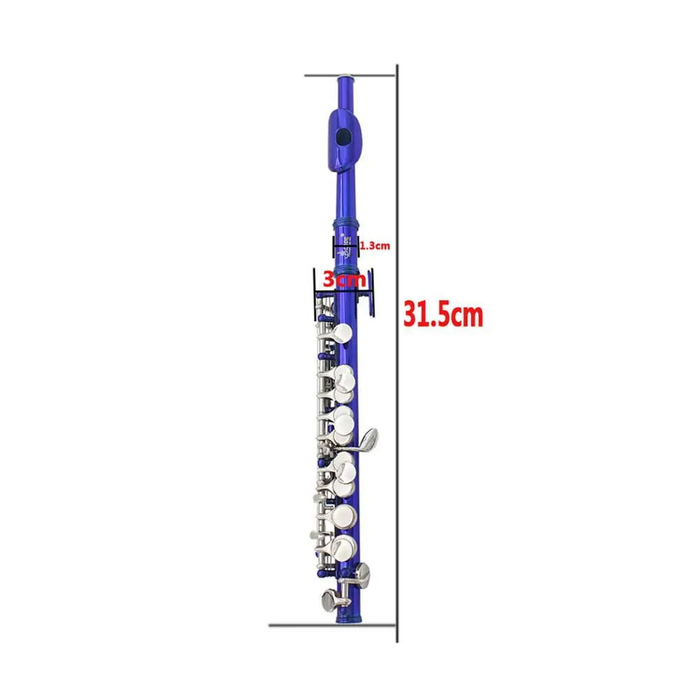 16 отверстий деликатная пикколо короткая Флейта покрытием 16 звуковых отверстий C Ключ Мельхиор с кожаной коробкой+ Ткань для очистки+ отвертка