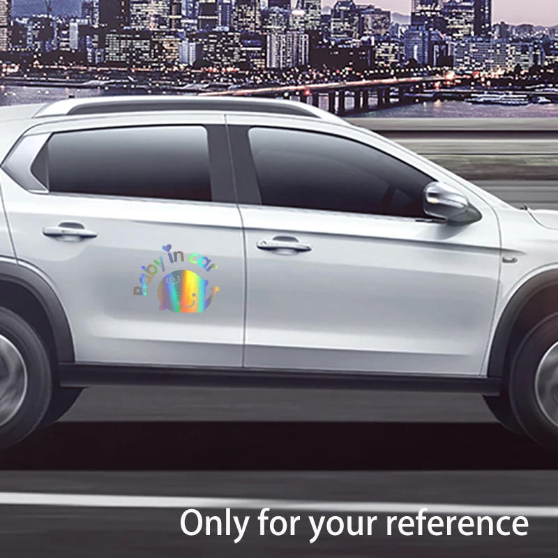 Car Sticker 17cm15cm Baby In Car Waving Baby On Board Funny Decal Reflective Laser Vinyl Sticker 3D Car Styling (4)