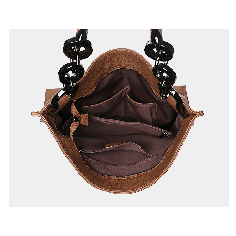 NMD Large-capacity big brand design can hold 14-inch laptop top layer cowhide handbag Super soft female shoulder bag 2 colors