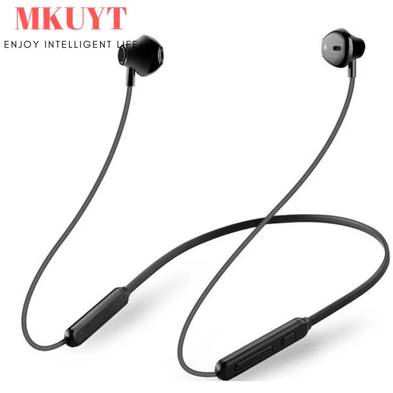 MKUYT Bluetooth наушники беспроводные шейные спортивные магнитные двойные батареи Bluetooth наушники гарнитура стерео бас с микрофоном Музыка
