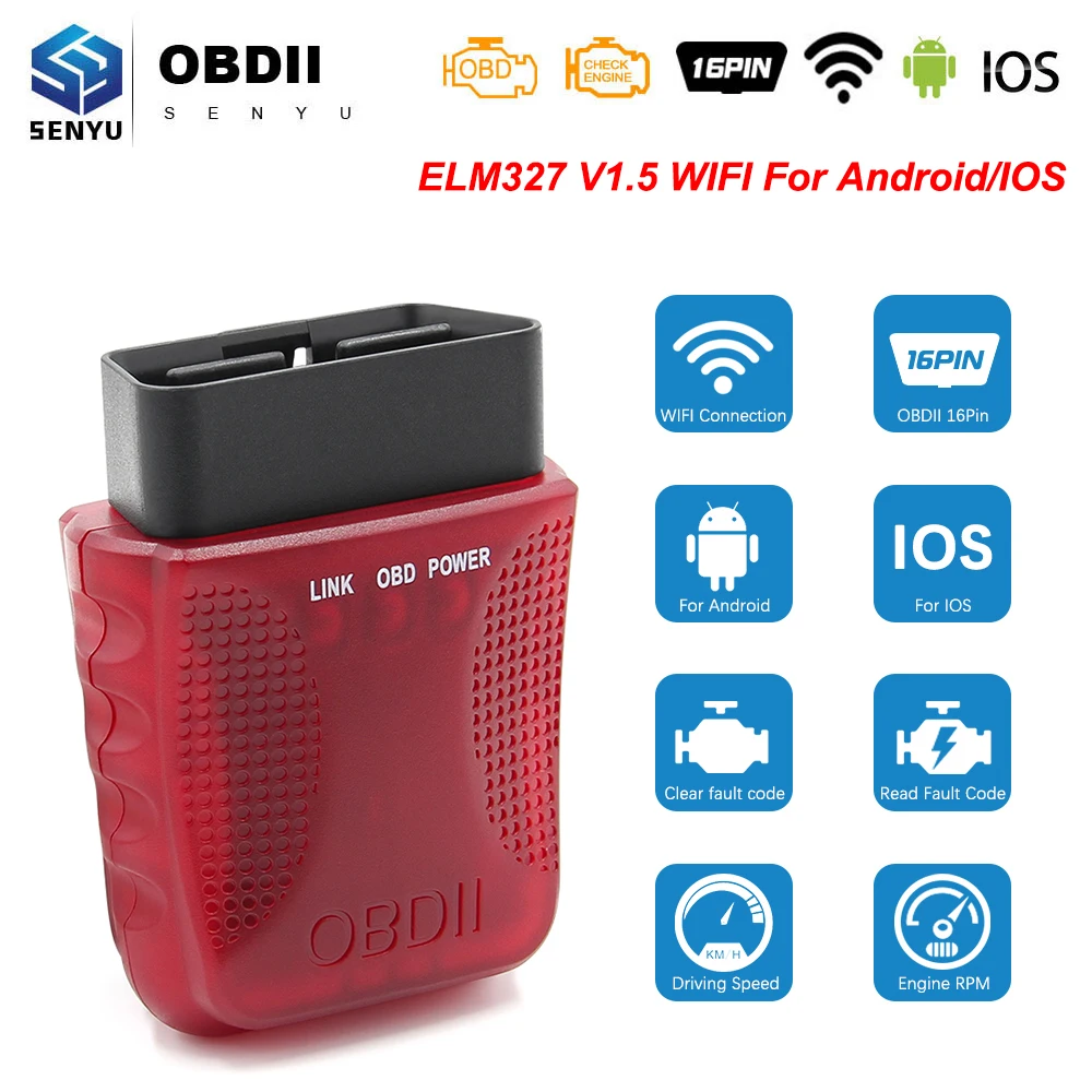 ELM327 V1.5 WiFi Scanner Auto OBD2 Wireless Car Diagnostic Tool for IOS/Android 