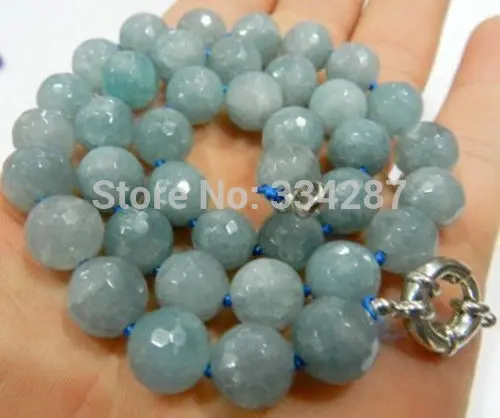 

Natural 10mm Faceted Round jade Beads Necklac 18