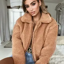 Женское повседневное пальто с плюшевым мишкой, женский флис на молнии, верхняя одежда, куртка, негабаритное пальто, зимнее теплое