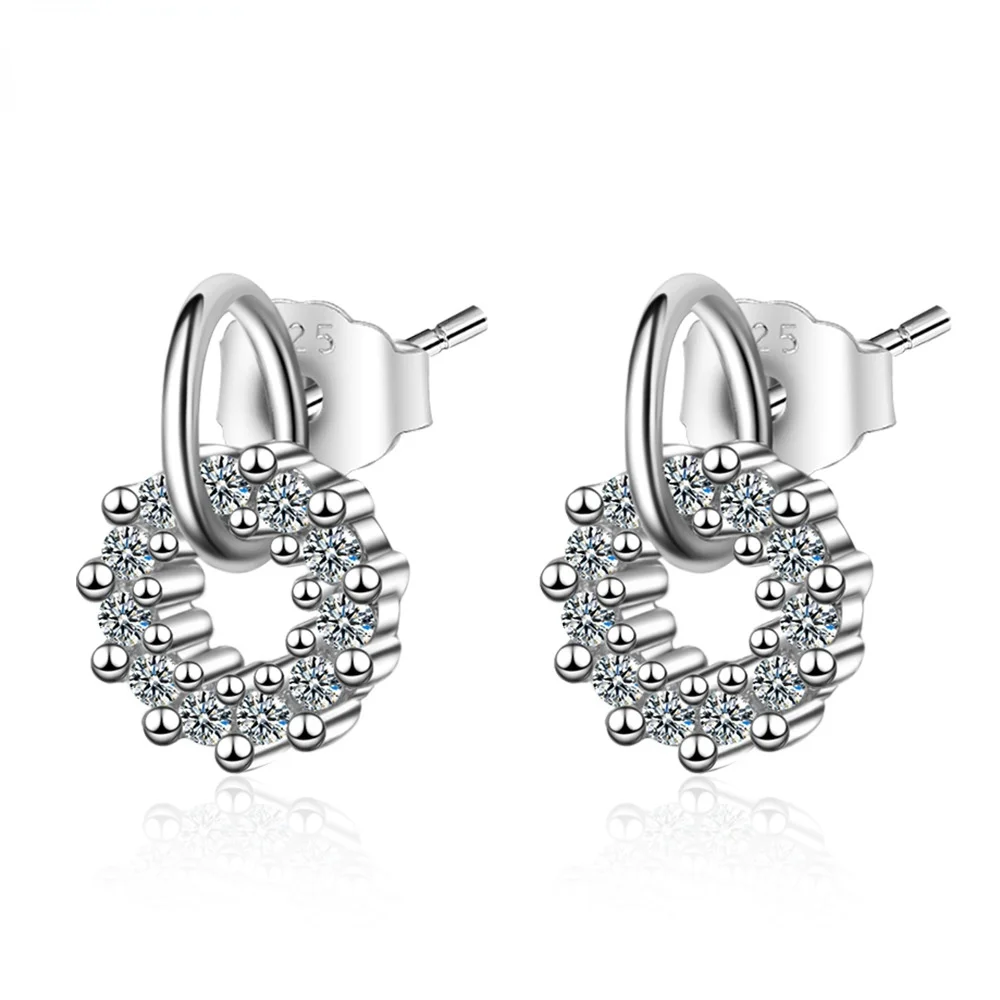 

Счастливые серьги, модные круглые маленькие женские ювелирные изделия из искусственного циркония, подарок для девушки