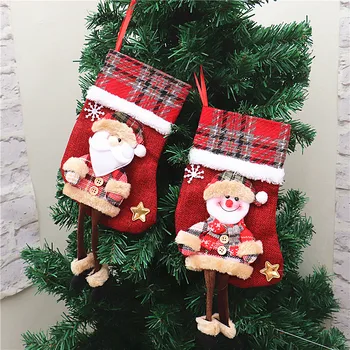 

Christmas Tree Hanging Party Tree Xmas Decor Santa Stocking Sock Gift Candy Bags Lovely Gift Bag For Children Fireplace Tree