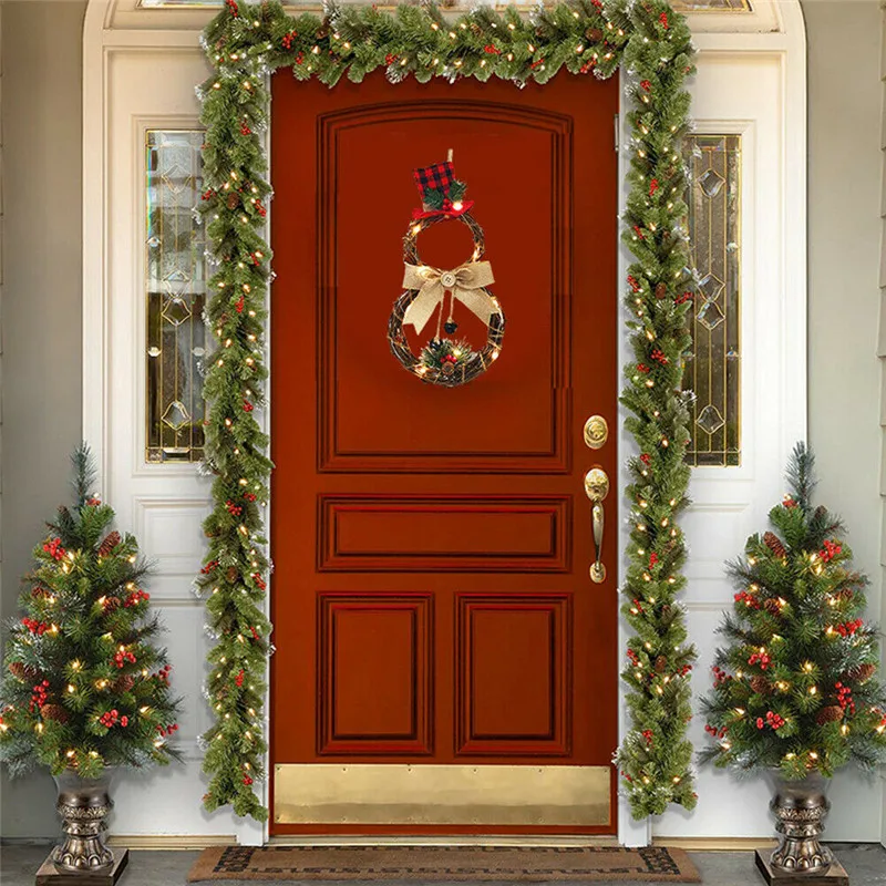 Рождественский венок светящиеся украшения новая мода светодиодный hristmas дверь украшение на стену в виде дерева украшение Рождество Романтический Теплый висячие украшения