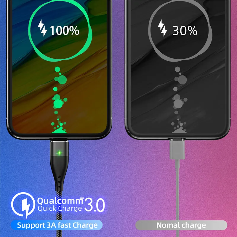 GTWIN 3A Магнитный кабель для iPhone 11 Pro XS Max X 7 Micro usb type C Быстрая зарядка зарядное устройство для samsung S10 S9 USB-C кабель для передачи данных