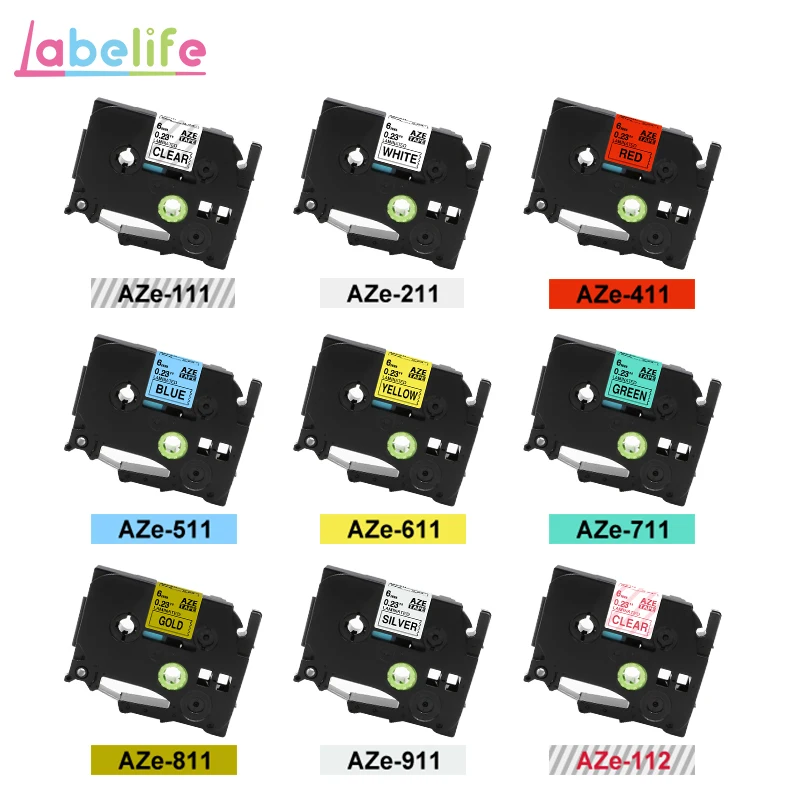 

Labelife 1pc 6mm tze211 tze tape TZe211 TZ211 Compatible for Brother P-Touch label printer Black on White Printer Ribbon PT-D200