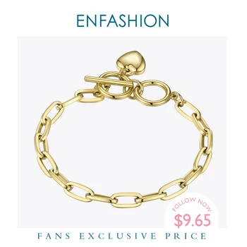 

ENFASHION Good Luck Heart Bracelet Femme Gold Color Stainless Steel Bracelets For Women Fashion Jewelry Friends Gifts B192045