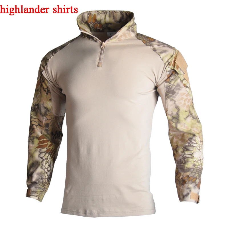 shirts highlander Камуфляжная Военная тактическая Униформа, охотничий камуфляж, страйкбол, пейнтбол, охотничий костюм, набор с длинным рукавом, быстрая штурмовая одежда армии США - Цвет: shirts highlander