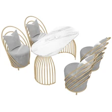 Ensemble de chaises et Table basse de 120cm, style nordique, combinaison de 4 tabourets ronds, mobilier d'affaires, réception, bureau en marbre personnalisable