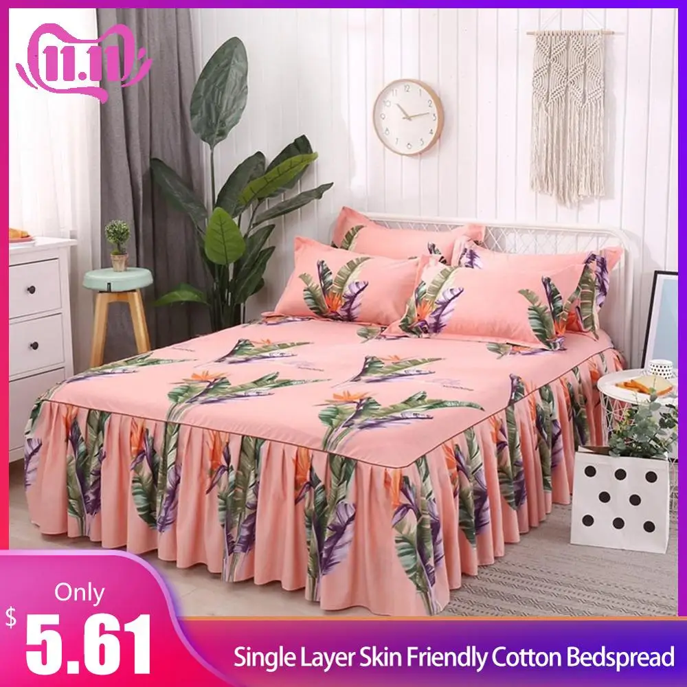 

Bed Skirt Queen Size Single-Layer Skin-Friendly Cotton Bedspread 3PC/Set 1 Bedspread 2 Pillowcases Rainforest Series 1.5*2M #4O