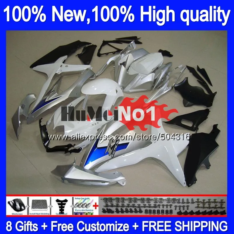Корпус для SUZUKI GSXR-750 GSXR 600 750 GSXR600 GSX-R750 17MC. 65 глянец Белый GSXR-600 K8 GSXR750 2008 2009 2010 08 09 10 обтекатель