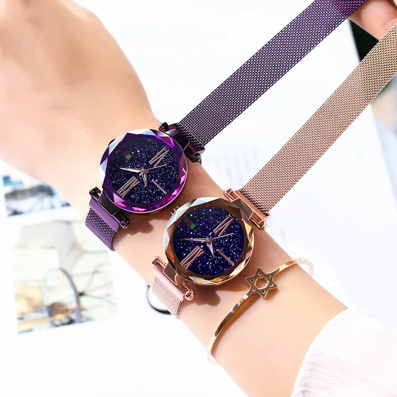 

Shaking Voice Network Red Celebrity Style Japan Movement Trend Mesh Belt Magnet Quartz Waterproof Watch Rome Night Light Ladies'