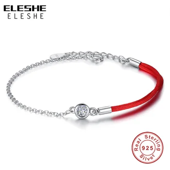

ELESHE Austrian Round Crystal Charm Bracelets for Women Red Rope Adjustable Chain Bracelet Bangles Femme Trendy Jewelry pulseras