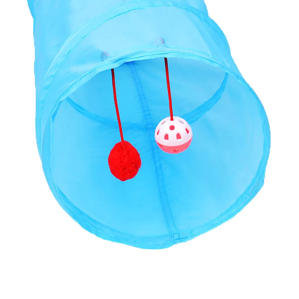 Забавная игрушка для кошек, кошек, собак, щенков, туннель, 2 отверстия, игровая трубка, кролик, котенок, игровой мяч, складывающаяся игра, туннельная трубка, игрушки для домашних животных