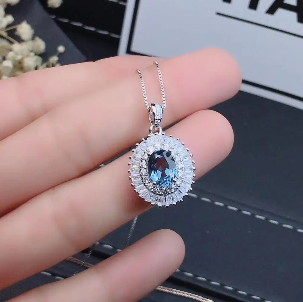 Pendant KJJEAXCMY бутик ювелирных изделий 925 с инкрустацией, из чистого серебра Натуральный топаз ожерелье кольцо серьги набор поддержка теста - Цвет камня: Pendant