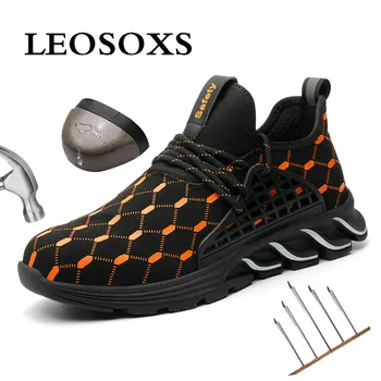 

Leoxose Men Summer Breathable Boots Working Steel Toe Anti-Smashing Safety Work Sneakers Work comfort Safety Construction Shoes