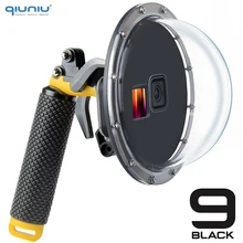 Qiuniu 6 diving diving porta cúpula de mergulho 45m à prova dwaterproof água habitação caso capa com flutuador aperto gatilho para gopro hero 9 preto go pro 9 acessório