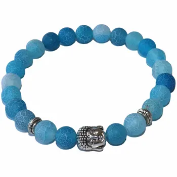 8 MM Buddha Head Stone Men’s Beaded Jewelry Lava Agates Tiger Eye Stone Beaded Bracelets Party Gift Stretch Yoga Jewelry