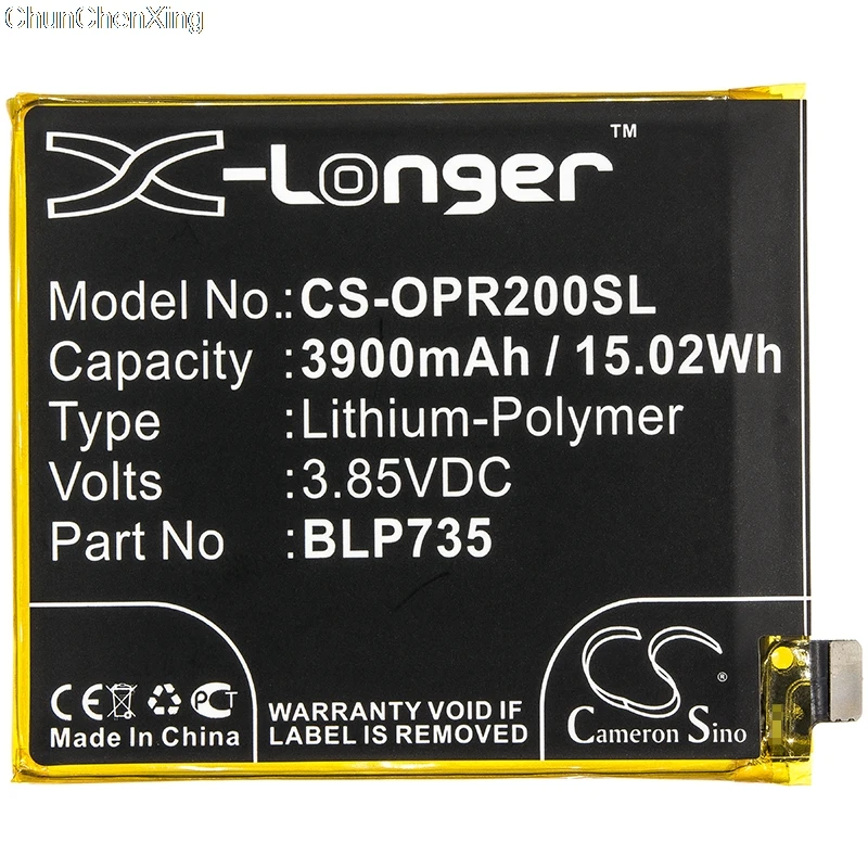 Аккумулятор Cameron Sino 3900mAh BLP735 для OPPO CPH1907 CPH1951 CPH1989 PCKM00 PCKM80 PCKT00 Reno 2 Reno2 F Z|Аккумуляторы