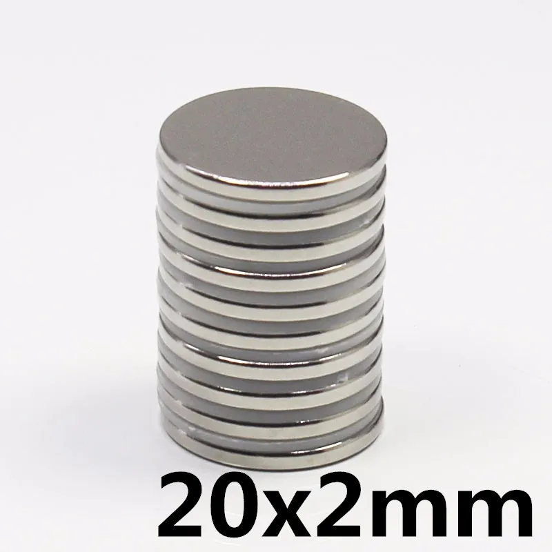 50/100/200 шт Круглые тонкий срез магниты NdFeB (неодим-железо-бор 20x2 мм N35 сильный