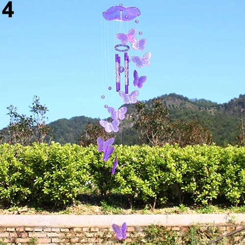 1PC Model Creative Crystal Butterfly Mobile Wind Chime Bell Garden Ornament Lucky Yard Garden Living Room home/wall/room decor