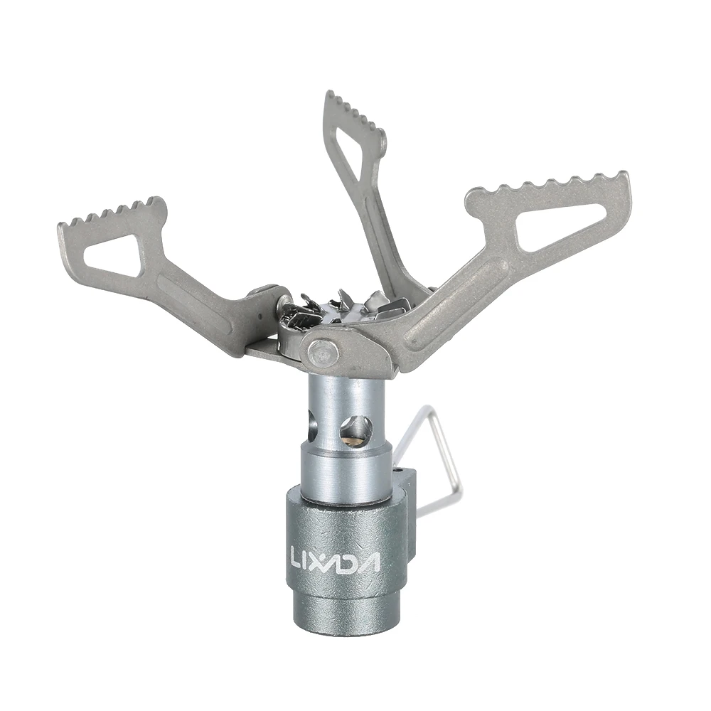 Stove and Adapter 1 Lixada легкая Мини карманная горелка из титанового сплава для приготовления пищи на открытом воздухе, Складная газовая плита для кемпинга 2700 Вт с 8 пластинами на лобовом стекле - Цвет: Stove and Adapter 1