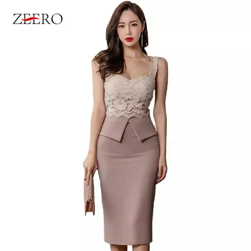 ファッション 新スパゲッティストラップ夏 Ol レース鉛筆ドレスセクシーな V 襟ノースリーブオフィスの女性のパーティークラブドレス Vestidos ドレス Aliexpress
