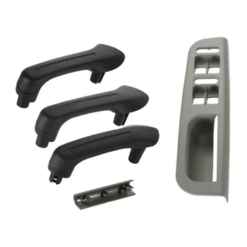 

Hot Car Master Window Switch Control Panel Trim Bezel + 3 Interior Door Grab Handle Set for VW Jetta Golf MK4 1999-2004 car styl