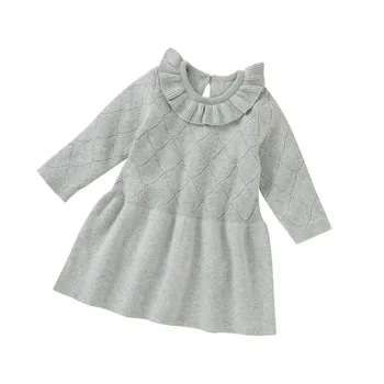 

Cute Newborn Baby Girl Long Sleeve Cape Collar A-line Knitting Dress Autumn Clothes