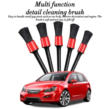 

5 pcs Car Multi-functional brush cleaning wheel trim car circular gap tool car wash Natural Boar Hair Brushes Auto Detail Tools
