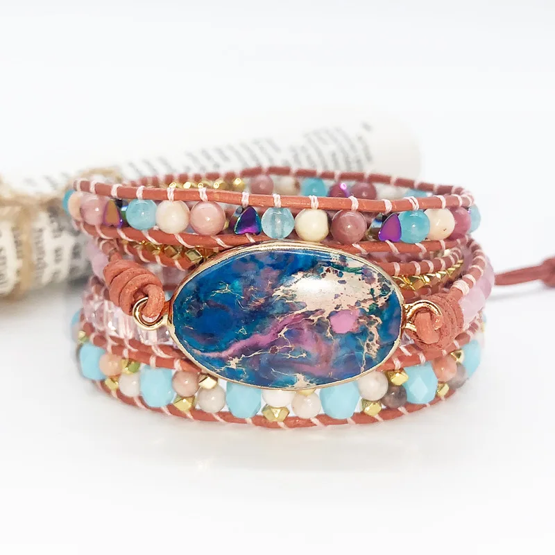 

Bracelets for Women Luxury Jewelry Design Bohemian Style Natural Stone Multilayer Decorative Bracelet