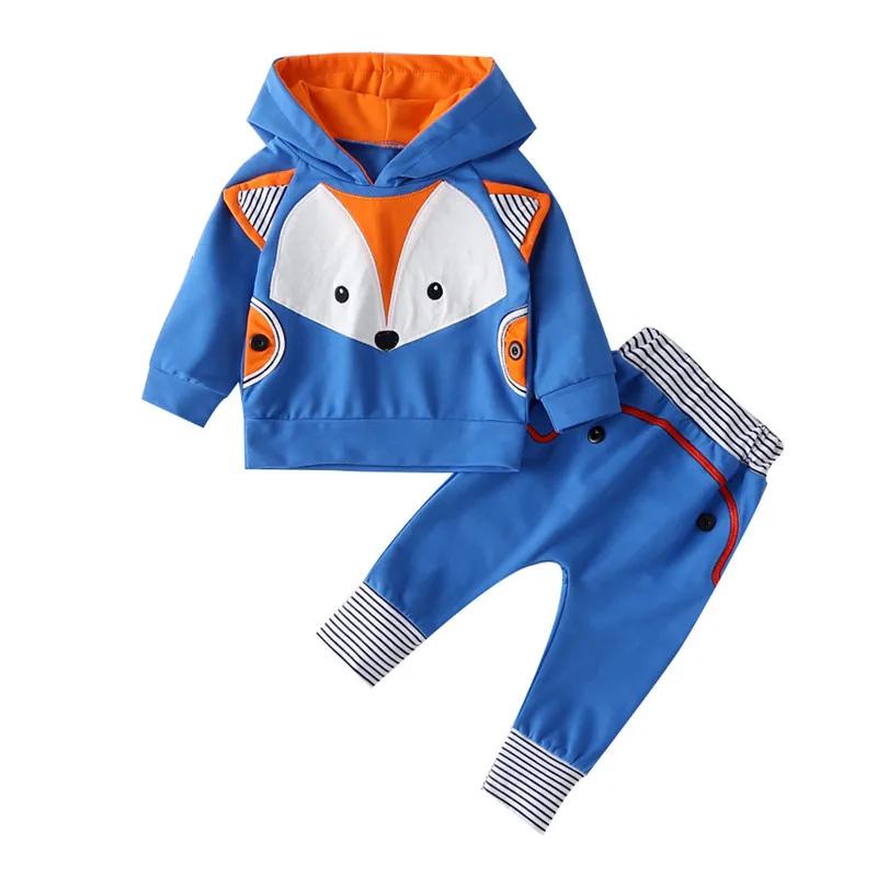 

0-12 Months Boys girls Clothing Spring Autumn Toddler Cute Fox 2pcs set top+Pants Set Baby Kids Clothing Children Fashion Suit