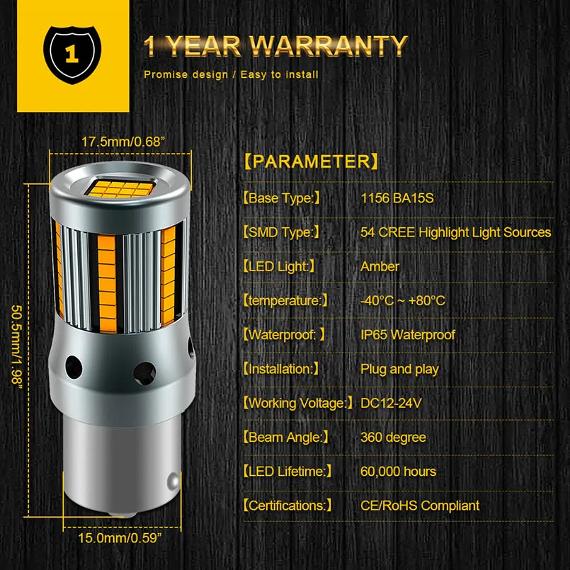 2Pcs    ÷ ȸ ȣ  T20 7440 W21W LED  1156 BA15S P21W Canbus ڵ  ڹ ο 12V