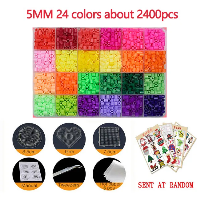 24/72 colors box set hama beads toy 2.6/5mm perler educational Kids 3D puzzles diy toys fuse beads pegboard sheets ironing paper 11