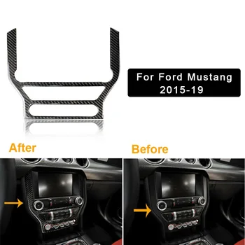 

Carbon Fiber Black Interior CD Panel Decor Cover Trim Carbon Fiber Sticker Decoration Cover Trim For Ford Mustang 2015-2019