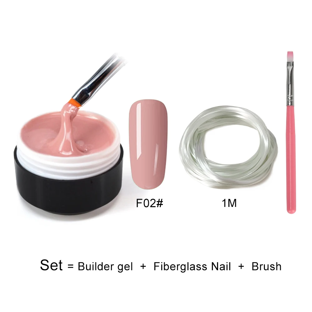 builder gel set F02 Набор гель для наращивания ногтей УФ-гель-щетка для быстрого строительства желе акриловый полигель Набор 15 мл lakiery hybrydowe paznokcie oje - Цвет: builder gel set F02