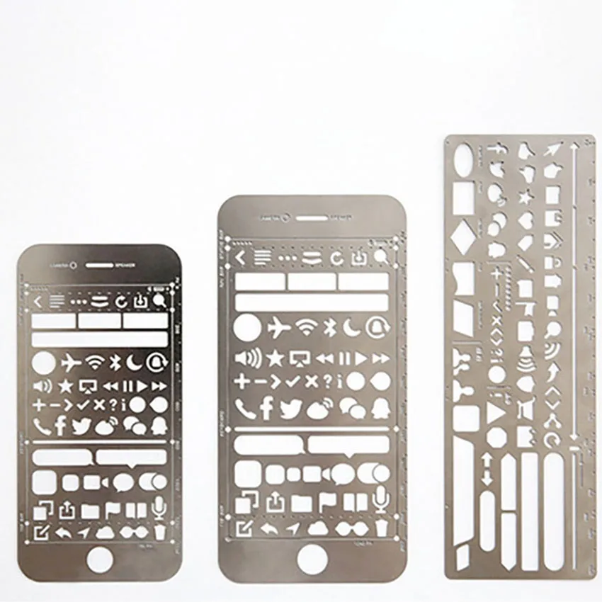 Stainless Steel Ruler DIY Geometric Drawing Template Rulers Multi-pattern Heart Star Hollow Ruler Diary Tools stainless steel ruler ruler set drawing ruler