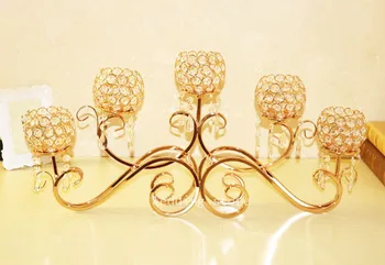 

Creative European-Style Wroght Iron 5 Heads Crystal Candlestick Romantic Candlelight Dinner Home Decoration