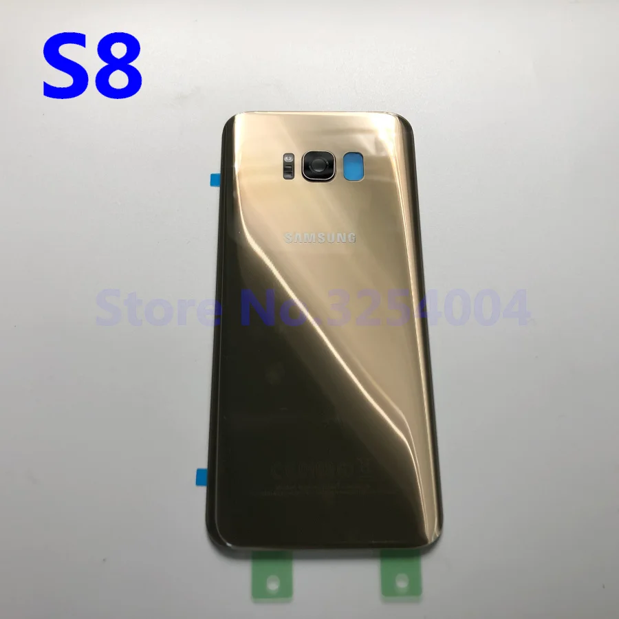 Чехол на заднюю батарейку для samsung Galaxy S8 G950 S8+ G955 S8 Plus Задняя стеклянная крышка корпуса+ клей+ стеклянная рамка для объектива камеры - Цвет: S8 Gold