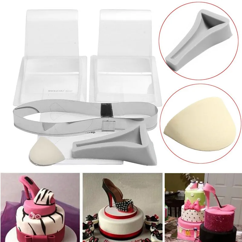 PiniceCore Large Size Fondant Cake 3d Silicone Stiletto High Heel Mould Lady Shoe Mold for Wedding Cake Decoration for Diy Bakeware Tools 