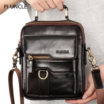 

PI UNCLE Genuine Leather Shoulder Bags Small Crossbody Bag Belt Bags Sling Bags Mobile Bags Men Handbags Famous Brand Designer