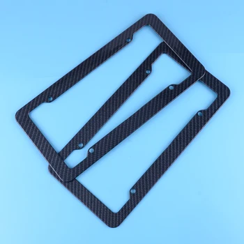 

DWCX 2pcs Plastic Car Front & Rear Carbon Fiber Style License Plate Frame Holder Cover Tag Fit for Most US License Plate